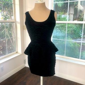 Cute open back ruched black dress